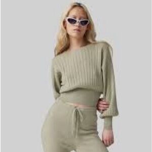 Colorush C~RUSH Prague lux balloon sleeve cashmere sweater in olive green